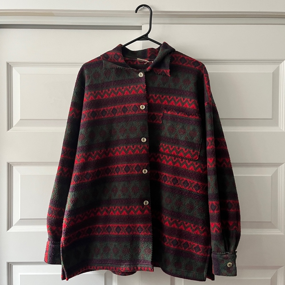 Vintage Huntington Ridge Funky Pattern Flannel Button Up Shirt